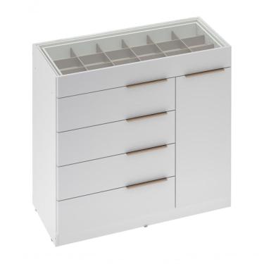 Imagem de Comoda Porta Joia Tampo Vidro 5 Gavetas Corrediças Lume Bran