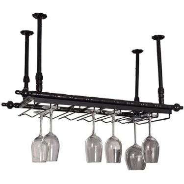 Imagem de HHHJQFAAT Rack de vinho suspenso - rack de vinho suspenso europeu, rack de copo de vinho, rack de armazenamento de vinho doméstico, mesa de bar de cabeça para baixo, rack de vidro pendurado/60 x 30 cm