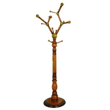 Imagem de SLGGPJBU Cabideiro criativo para piso com economia de espaço, madeira maciça, hall de entrada, árvore com base redonda para chapéu, roupas, cachecol, entrada, suporte de roupas