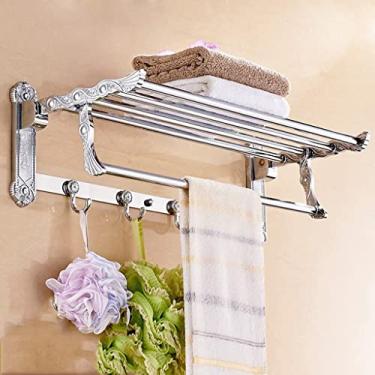 Imagem de 3FLQOOPP Toalheiro, toalheiro de banheiro, suporte de toalha de parede, toalheiro de banho de bronze, toalheiro móvel de banheiro com barras de toalha e ganchos, prateleira de toalha de banheiro de