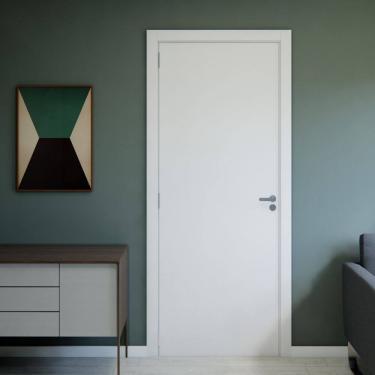 Imagem de Kit Porta de Madeira Completa 213x74cm Batente 18 a 20,5cm Lado Direito Branco