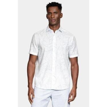 Imagem de Camisa Aramis Regular Algodão Manga Curta Branco e Azul-Masculino