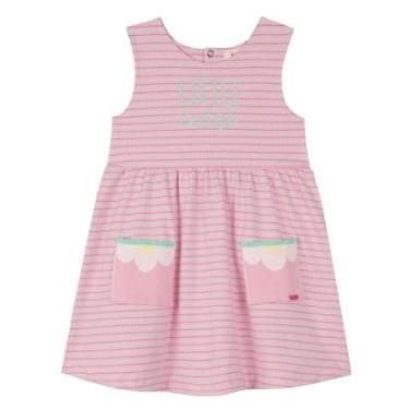 Imagem de Vestido Infantil em Cotton Listrado com Bolsos Kukiê Rosa-Feminino