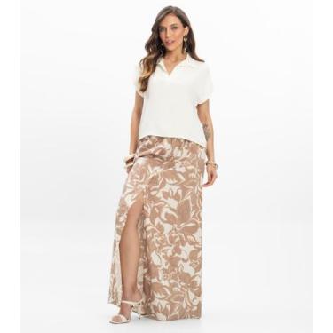 Imagem de Saia Longa em Linho Feminina Endless Marrom, P, Marrom