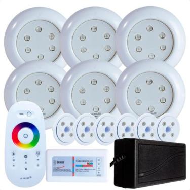 Imagem de Kit 6 Refletores Led 9w RGB ABS e Comando para Iluminação Piscina Vini