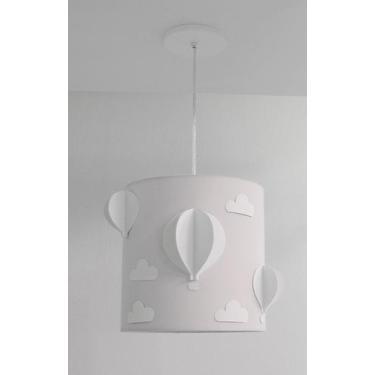 Imagem de Luminária de Teto Balões 3D Com Nuvens 25x25 Quarto Infantil - TOM LUZ