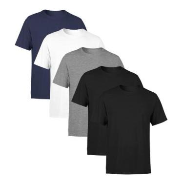 Imagem de Kit 5 Camisetas AMGK Masculina Lisa Premium 100% Algodão, Masculino, C