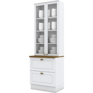 Imagem de Cristaleira 71,5cm com Rodapé 2 Portas Vidro 2 Gavetões Sophia Henn, B