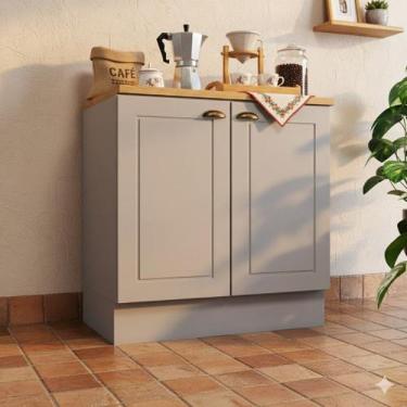 Imagem de Balcão 80cm com Tampo 2 Portas Americana Henn - Cinza/Nature