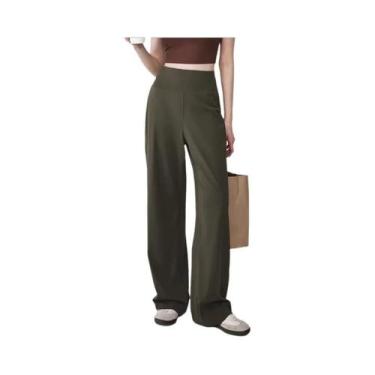 Imagem de Calças De Yoga Femininas De Cintura Alta, Soltas E Com Bolsos, De Alta