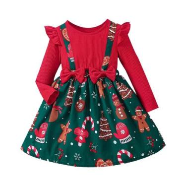 Imagem de Vestido De Princesa Vermelho De Manga Longa Para Meninas, Festa De Ano
