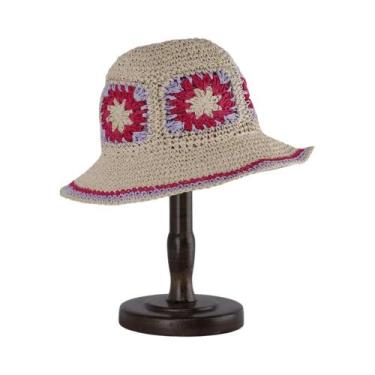 Imagem de Chapéu De Palha Feminino De Verão Com Proteção UV, Viseira De Crochê P
