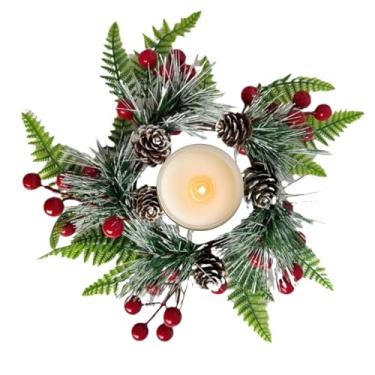 Imagem de Anéis de vela de Natal | Enfeite de guirlanda de Natal - decorativo de casas, para decoração de casa, entusiastas de férias, organizadores de eventos, mesa de jantar, lareira, jantar, hotel, etc