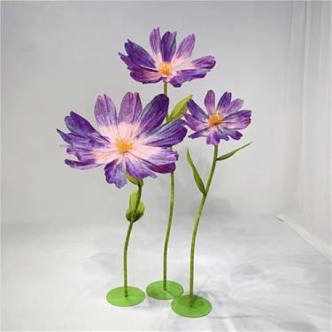 Imagem de Conjunto de flores de papel gigantes - Decorações de margaridas artificiais para exibição floral de aniversário, casamento e festa - Enormes arranjos para decoração de fundo de banquete