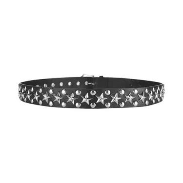 Imagem de Cinto De Couro Preto Ajustável Feminino Com Studs Estilo Punk Rock E D