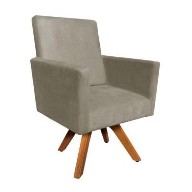 Imagem de Poltrona giratoria nina suede base madei - SLK Decor, Marrom Rato