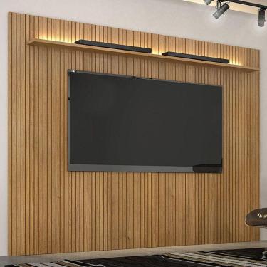 Imagem de Painel Para Tv Suspenso Frisado Ambiente Curitiba 2240 Cinamomo Off White Com Led - Valdemóveis