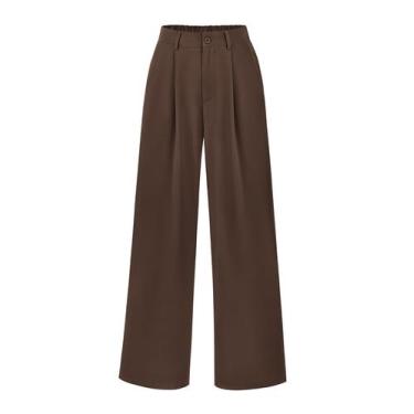 Imagem de Calças PRETTYGARDEN Pantalona Cintura Alta Casual para Trabalho