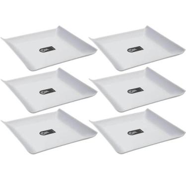 Imagem de Kit 6 Pratos 16cm Quadrados Coza Cosy Servir Frutas Sorvete Frios Pequ