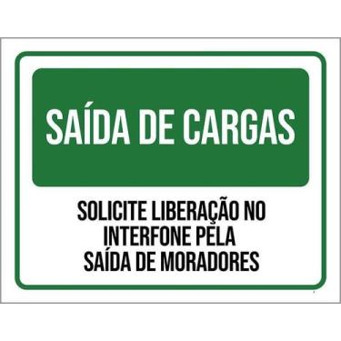 Imagem de Kit 10 Placa Acm Saída Cargas Liberação No Interfone 18X23 - Sinalizo