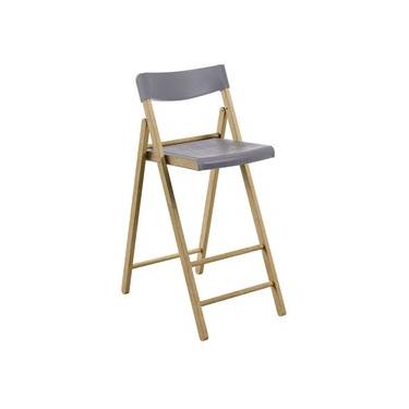 Imagem de Banqueta Dobrável Alta com Encosto Tramontina Potenza Grafite Madeira Tauari Natural