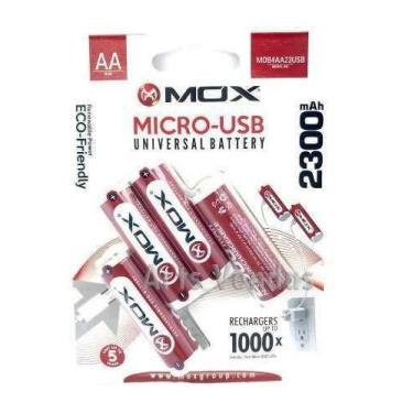 Imagem de 1 Cartela Pilha Aa Mox Recarregavel 2300mah Com 4 Unidades