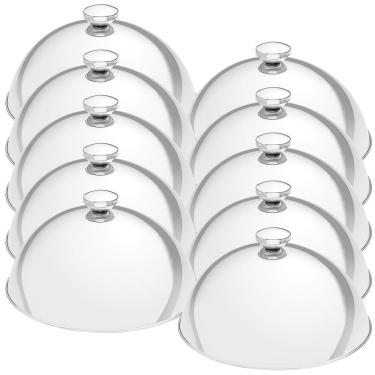Imagem de Kit 10 Cloches Tramontina Service Em Aço Inox 24,5 Cm De Diâmetro Tampa Cobrir Alimento...