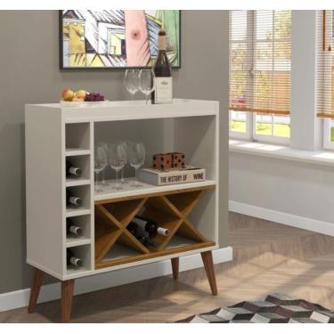 Imagem de Aparador Retrô Pés Palito com Adega Soft - Off White com Freijó - Comprar Moveis Em Casa