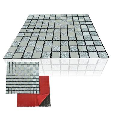 Imagem de Pastilha De Vidro Adesiva Para Parede Cozinha Lavabo Banheiro Sala Decorativa Requintado Moderna Reforma Aplicacao Facil