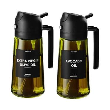 Imagem de Spray De Óleo Em Vidro Grosso De 470ml, Dispensador De Azeite 2 Em 1, 