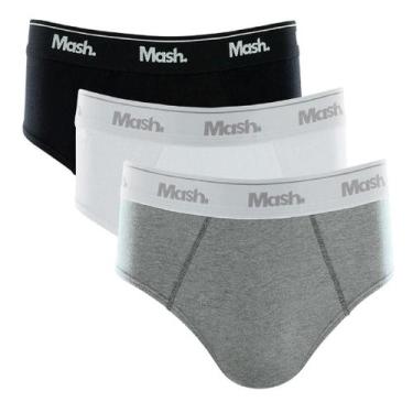 Imagem de Cueca Slip Mash Kit C/3 Ref. 010.04, Cinza-claro/Preto/Branco, P