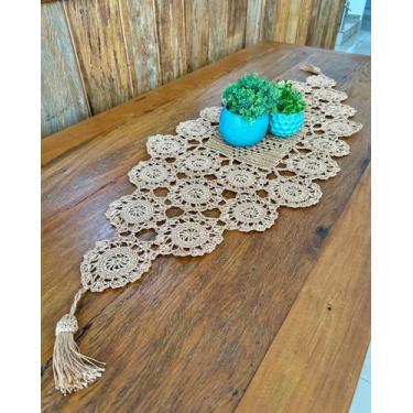 Imagem de Caminho De Mesa 1mx38cm P Crochê Artesanal - Maria Croche Veronez, Beg