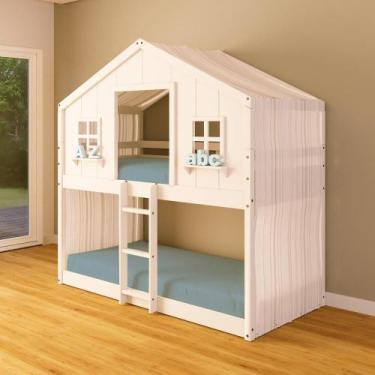 Imagem de Beliche Montessoriano Casinha Dos Sonhos Com Cortina Madeira Maciça Br