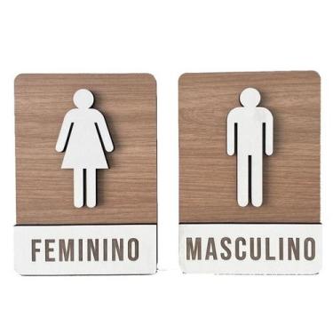 Imagem de Placas de Sinalização em MDF para Banheiro Masculino e Feminino - Desi
