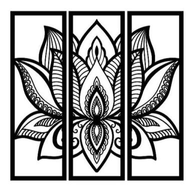 Imagem de Quadro Decorativo Mandala Flor de Lótus em MDF Preto Fosco - no-brand