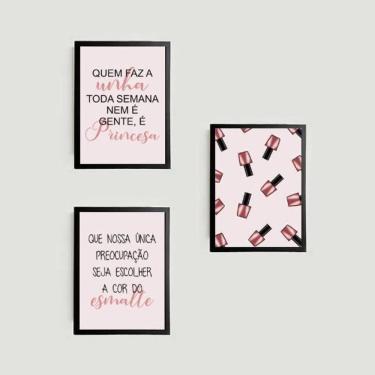 Imagem de Kit 3 Quadros Decorativos Esmalteria