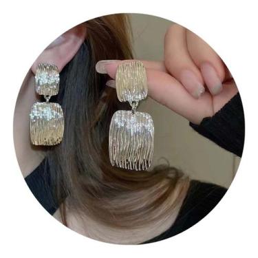 Imagem de Brincos de Pressão Retangular Prateado Festas Luxo Mulheres - - anjo d