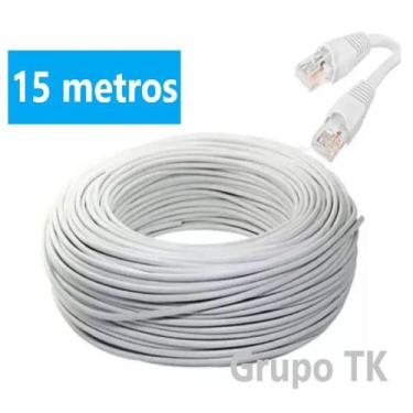 Imagem de Cabo de rede Branco -- 15 Metros profissional -- CFTV -- Internet -- M