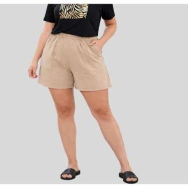 Imagem de Shorts Plus Size Feminino com Bolsos Frontais e Cós de Elástico-Feminino
