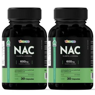 Imagem de NAC 600mg  N-acetil-L-cisteína  30 Cápsulas  Vitaease, 2 Potes 60 Cáps