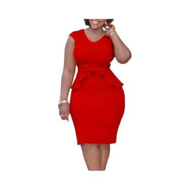 Imagem de Vestido Lápis Feminino Africano Na Altura Do Joelho Com Gola Redonda, 