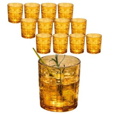 Imagem de Kit 10 Copo Baixo Whisky Âmbar Wall Vidro Drink Luxo 280ml - CLICK HOU