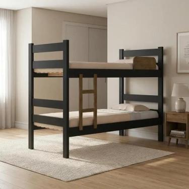 Imagem de Beliche Solteiro com Escada e Proteção Antiquedas 100% MDF Prisma Pret