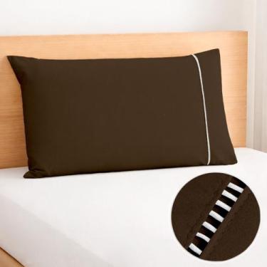 Imagem de Fronha Ponto Palito 90x50cm Percal 180 Fios 80% Algodão - Rafaloro Enx