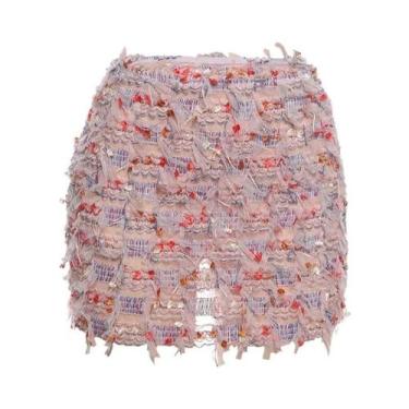 Imagem de Saias Coloridas Com Franjas Para Mulheres, Estilo Peach Hip, Malha Fin