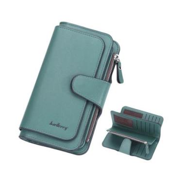 Imagem de Carteira Feminina De Couro Longa De Grande Capacidade Com Múltiplos Ca