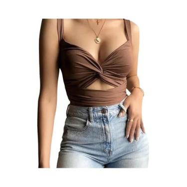 Imagem de Tops Cropped Sem Mangas Em Preto E Branco Para Mulheres, Sexy E Casuai