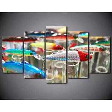 Imagem de Conjunto 5 Quadros Pesca Iscas Artificiais" - aero print