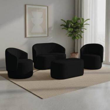 Imagem de Namoradeira com 2 Poltronas e Puff Orgânico Malu Max Bouclê M11 - D Ro