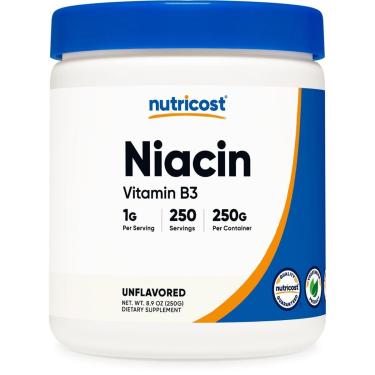 Imagem de Vitamina B3 (niacina) em pó Nutricost 250g - 1g por porção-Unissex